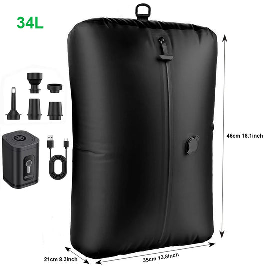 17L-34L Travel Vacuum Bag Reusable Storage Bag Folding Outdoor Compression Bag with Air Pump for Suitcases Backpack Luggage