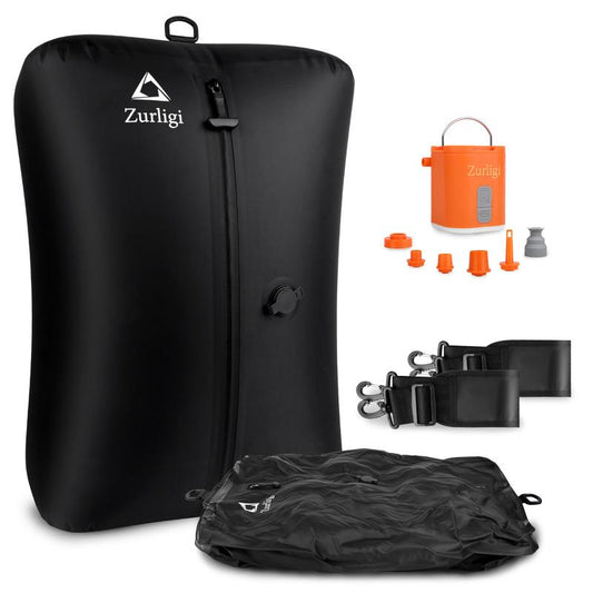 Zurligi Vacuum Organiser Bags for Travel with Pump, 40L Vacuum Compression Bag with Adjustable Shoulder Strap, IP67 Reusable Vacuum Packing Cubes for Luggage, Backpack, Suitcase, Yoga, Swim, Beach (2Pc+Black)