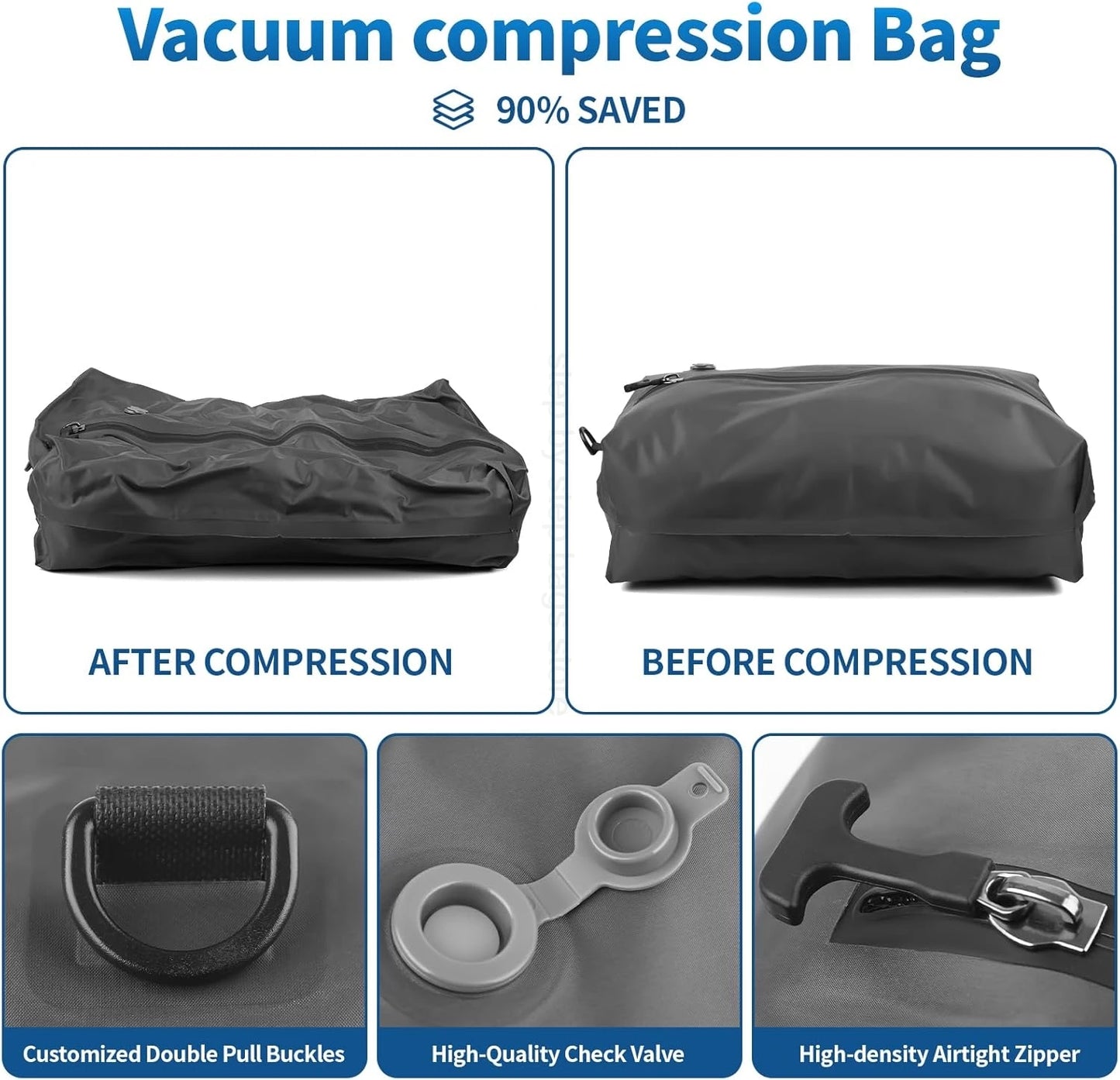 17L-34L Travel Vacuum Bag Reusable Storage Bag Folding Outdoor Compression Bag with Air Pump for Suitcases Backpack Luggage