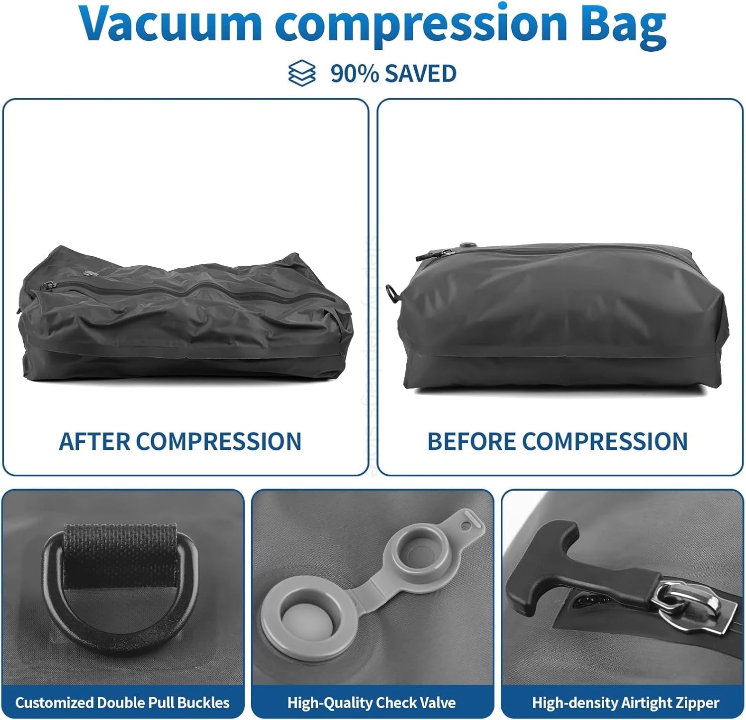 17L-34L Travel Vacuum Bag Reusable Storage Bag Folding Outdoor Compression Bag with Air Pump for Suitcases Backpack Luggage