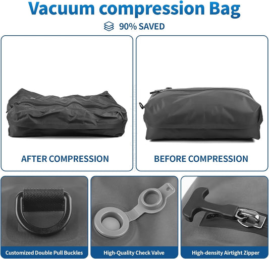 17L-34L Travel Vacuum Bag Reusable Storage Bag Folding Outdoor Compression Bag with Air Pump for Suitcases Backpack Luggage