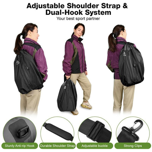 Zurligi Vacuum Organiser Bags for Travel with Pump, 40L Vacuum Compression Bag with Adjustable Shoulder Strap, IP67 Reusable Vacuum Packing Cubes for Luggage, Backpack, Suitcase, Yoga, Swim, Beach (2Pc+Black)