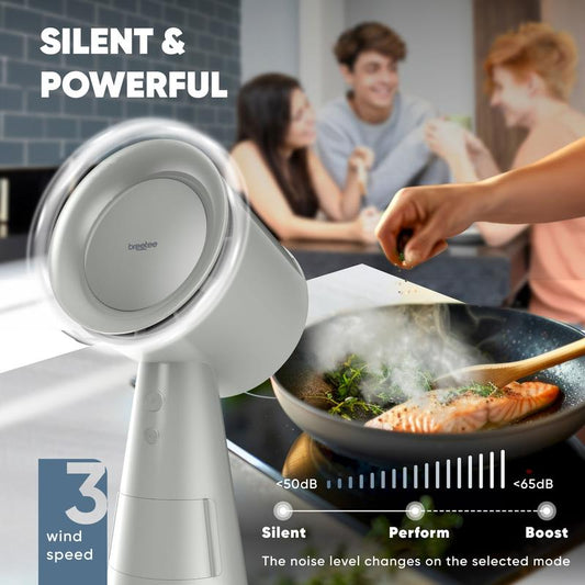 BREETEE Portable Range Hood Kitchen - Powerful 3-Speed Suction, Countertop Compact Ductless, 2X Core Filters, 2X Carbon Filters, Low Noise Kitchen Exhaust Fan, Oil Collection Cup