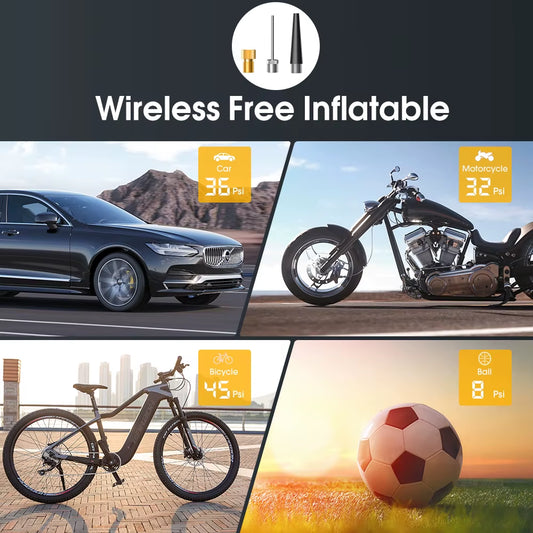Rechargeable Tire Inflator Digital Cordless Car Tyre Inflator for Motocycle Bicycle Balls Portable Compressor Air Pump