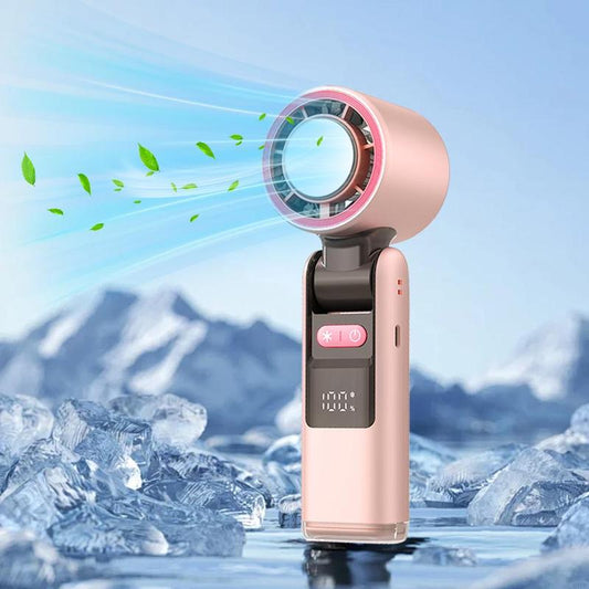 Portable Foldable Ice Pack Cooling Fan, 100 Speed Adjustment Handheld Fan, Dual-Use for Home Camping, High Speed Turbo Small Fan, Folding