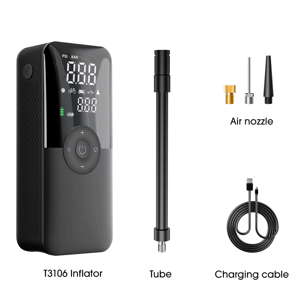 Rechargeable Tire Inflator Digital Cordless Car Tyre Inflator for Motocycle Bicycle Balls Portable Compressor Air Pump