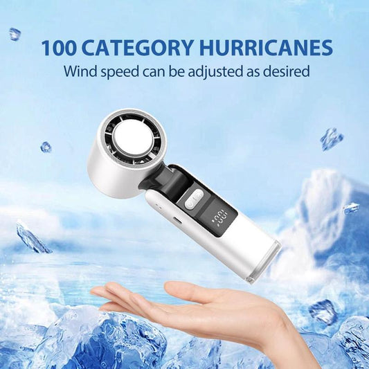 Portable Foldable Ice Pack Cooling Fan, 100 Speed Adjustment Handheld Fan, Dual-Use for Home Camping, High Speed Turbo Small Fan, Folding