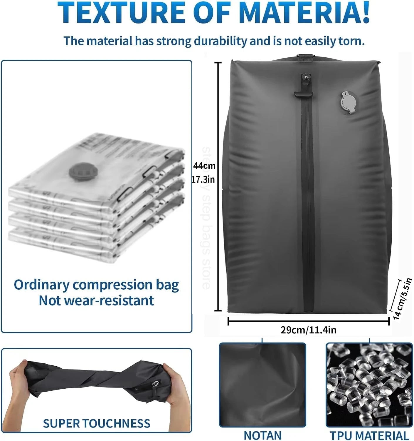 17L-34L Travel Vacuum Bag Reusable Storage Bag Folding Outdoor Compression Bag with Air Pump for Suitcases Backpack Luggage