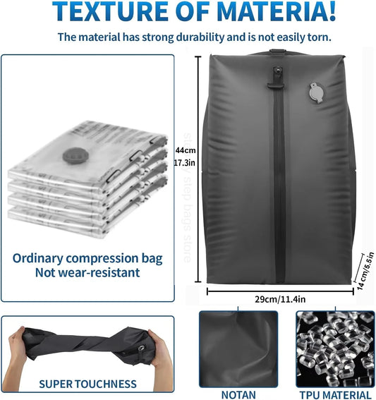17L-34L Travel Vacuum Bag Reusable Storage Bag Folding Outdoor Compression Bag with Air Pump for Suitcases Backpack Luggage