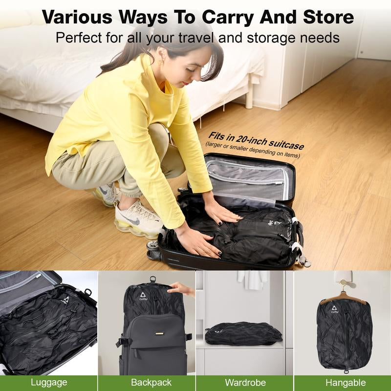 Zurligi Vacuum Organiser Bags for Travel with Pump, 40L Vacuum Compression Bag with Adjustable Shoulder Strap, IP67 Reusable Vacuum Packing Cubes for Luggage, Backpack, Suitcase, Yoga, Swim, Beach (2Pc+Black)