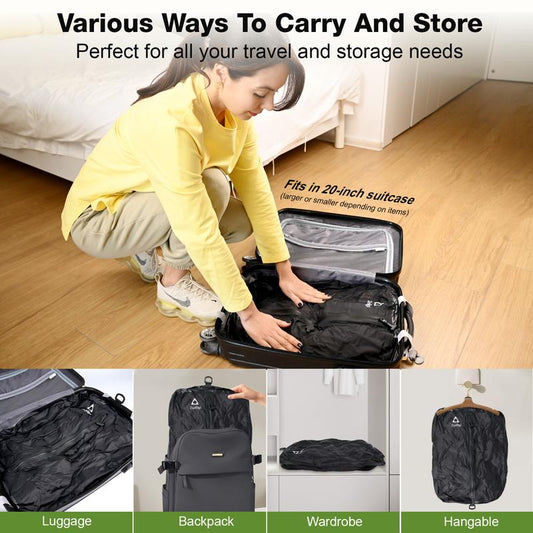Zurligi Vacuum Organiser Bags for Travel with Pump, 40L Vacuum Compression Bag with Adjustable Shoulder Strap, IP67 Reusable Vacuum Packing Cubes for Luggage, Backpack, Suitcase, Yoga, Swim, Beach (2Pc+Black)