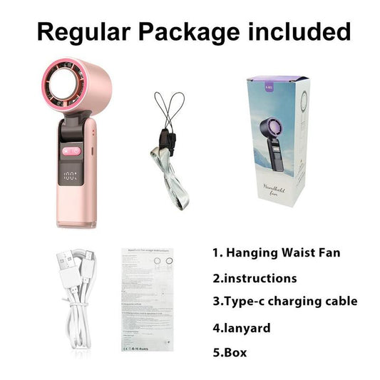Portable Foldable Ice Pack Cooling Fan, 100 Speed Adjustment Handheld Fan, Dual-Use for Home Camping, High Speed Turbo Small Fan, Folding